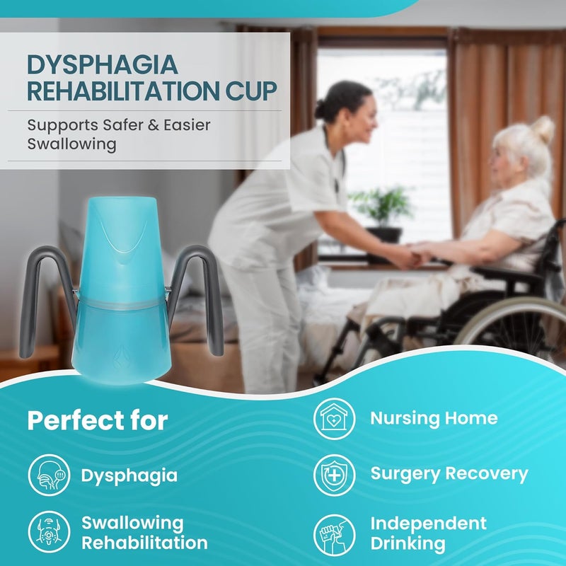 RJE Dysphagia Regulating Drinking Cup for Difficulty Swallowing Disorders - Controlled Sips Adult Size (8oz) Cup Prevents Aspiration - 2 Handles for Secure Grip - Adjustable 3-15cc, Made in Canada - Image 2